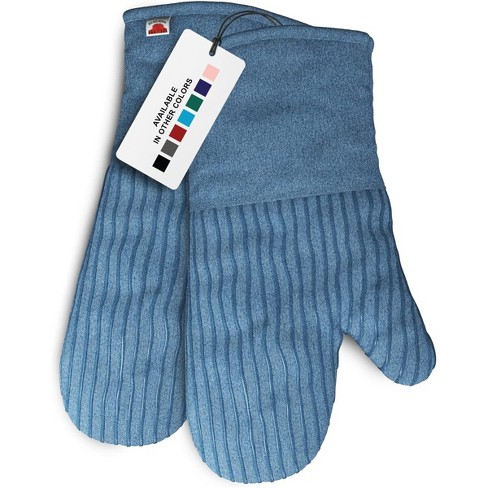 Silicone Oven Mitts - Extra Long Professional Quality Heat Resistant with  Quilted Lining and 2-sided Textured Grip - 1 pair Blue by Hastings Home