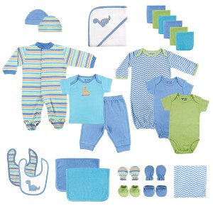 Luvable Friends Baby Boy Layette Gift Cube, Blue Dino, 0-6 Months - 1 of 1