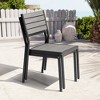 Crestlive Products Outdoor Stackable Dining Chair Armless Patio Chair Set of 2 Aluminum Frame with Wood Plastic Composite Seat and Back - 3 of 4