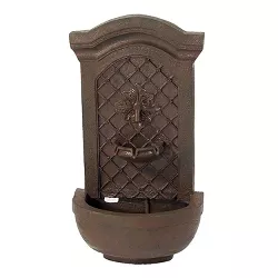 Sunnydaze 31"H Electric Polystone Rosette Leaf Outdoor Wall-Mount Water Fountain, Iron Finish