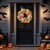 Christmas Wreath with Lights 22 Inch Fall Pumpkin Maple Leaves Wreath Prelit Xmas Wreaths for Front Door Outdoor - 2 of 4