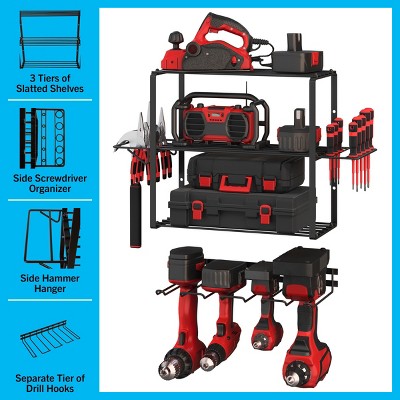 Stalwart Black Steel 3-Tier Power Tool Organizer Shelving