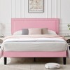 VECELO Velvet Upholstered Platform Bed Frame with Adjustable Headboard, Sturdy Wood Slats & Metal Support, No Box Spring Needed, Twin/Full/Queen Size - 3 of 4