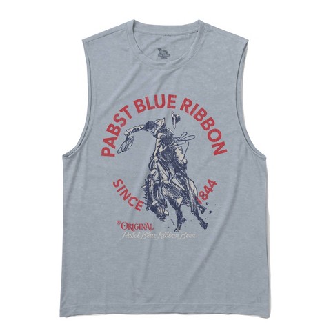 Мужские рубашки Goodie Two Sleeves Men's Pabst Blue Ribbon Muscle Tank Top - Heathered Blue S