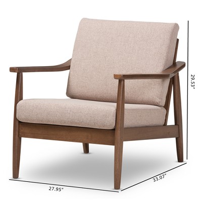 Venza Light Brown Faux Leather Walnut Lounge Chair