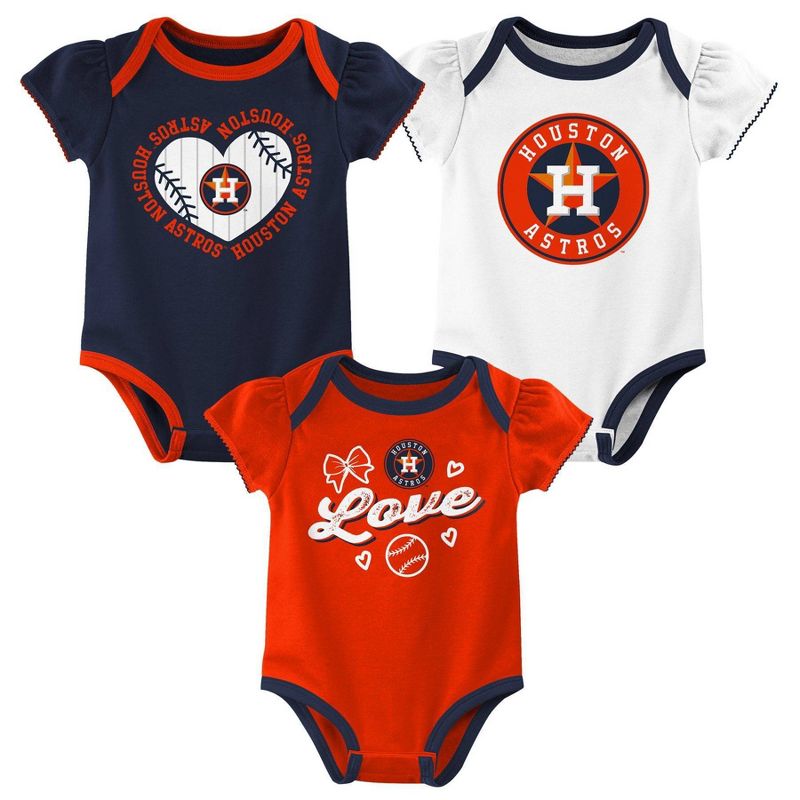 MLB Houston Astros Infant Girls&#39; 3pk Bodysuit, 1 of 5