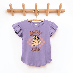 The Juniper Shop Groovy Chick Checkered Toddler Flutter Sleeve Tee - 1 of 2