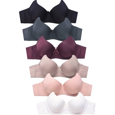 PACK OF 6 SOFRA WOMEN'S PLUS D & DD FULL CUP SOLID T SHIRT BRA (BR4129PD1)