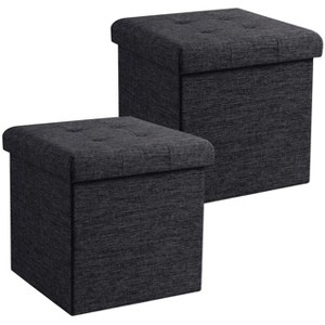 Ornavo Home 2 Pack - 15" Collapsible Square Cube Storage Ottoman, Perfect for Dorms, Livingroom and Bedroom - 1 of 4