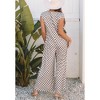 Amaryllis Women’s Checkerboard Print Wide Leg Jumpsuit Short Sleeve Button Front Casual One-Piece Relaxed Fit - 4 of 4