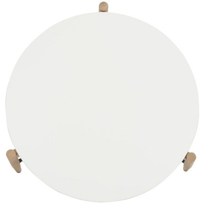 Thyme Round White and Oak Wood Cocktail Table with Metal Accents