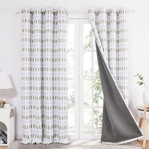 Deconovo 2 Panels Blackout Curtains with Hand Painted Print, 6 Grommets for Living Room - 1 of 4