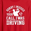Men's - Instant Message - Sorry Missed Call Driving Golf Long Sleeve Graphic T-Shirt - 2 of 4