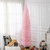 HOMCOM 8 FT Unlit Artificial Christmas Tree Slim Noble Fir with Realistic Branches and 618 Tips, Pink - 3 of 4