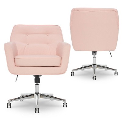 Blush Pink Memory Foam Swivel Office Chair with Arms