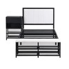 NicBex Twin/Full Platform Bed Frame with Upholstered Headboard,Metal Platform Bed with Double-Layer Storage Shelves and Wooden Storage Cabinet - 4 of 4