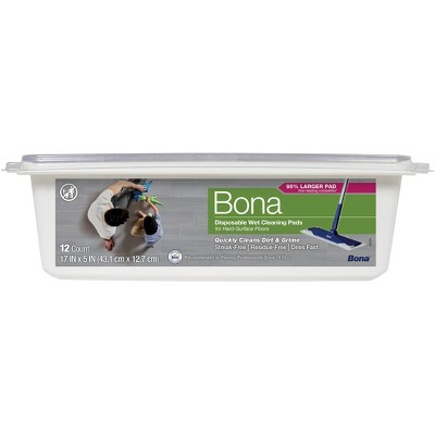 Bona Disposable Multi-Surface Floor Wet Cleaning Pads - 12ct