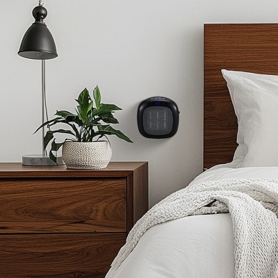 Black Wall-Mount Electric Mini Heater with Thermostat