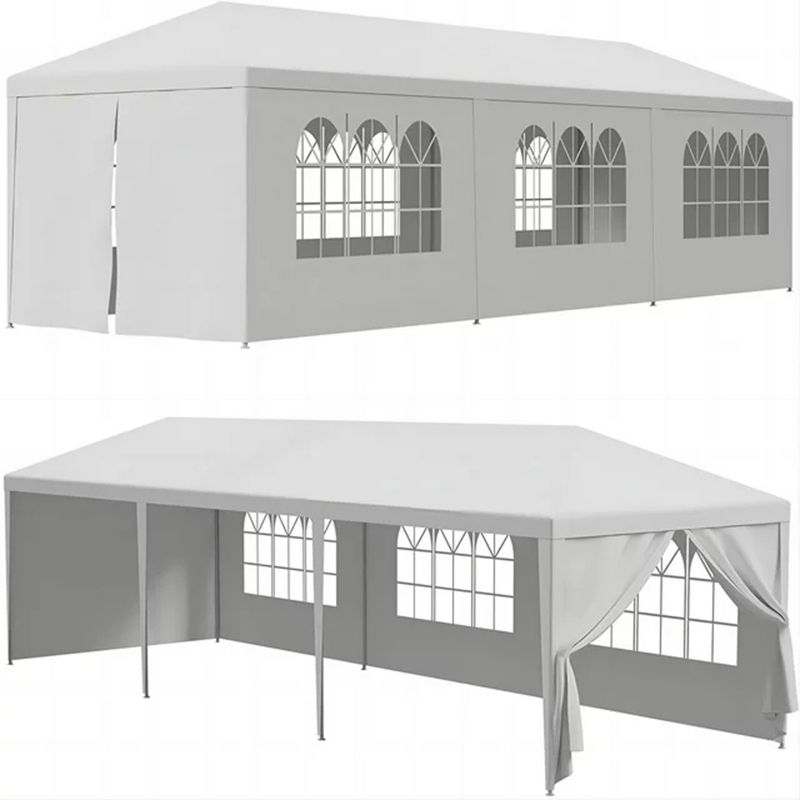 SKONYON 10'x30' Outdoor Canopy Party Wedding Tent White Gazebo with 8 Side Walls, 5 of 12