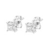 Haus of Brilliance Silver 1/4 Ctw Princess Diamond Hidden Halo Solitaire Stud Earrings - 4 of 4