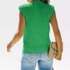 Women's Cap Sleeve Knit Pullover Sweater Crew Neck Tank Tops - 2 of 4