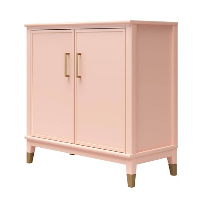 Pale Pink MDF 2-Door Accent Cabinet with Adjustable Shelving
