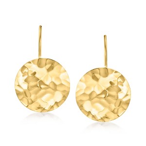 Ross-Simons 14kt Yellow Gold Hammered Disc Drop Earrings - 1 of 4