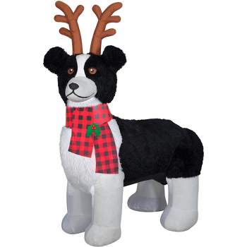 Gemmy Christmas Airblown Inflatable Mixed Media Border Collie Dog, 2.5 ft Tall, White
