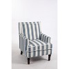 Vynxaria Upholstered Accent Chair, Vintage Armchair with Blue and White Striped Linen Fabric and Nailhead Trim for Living Room - 3 of 4