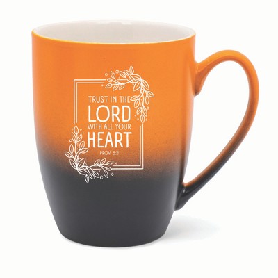 Elanze Designs Trust In The Lord With All Your Heart Two Toned Ombre Matte 10 ounce New Bone China Coffee Tea Cup Mug, Orange and Black
