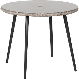 SUGOLD 35.4Â¡Â± Patio Dining Table, All-Weather Wicker Outdoor Table with Umbrella Hole, Round Rattan Table with Tempered Glass Top for Indoor Outdoor - 1 of 1