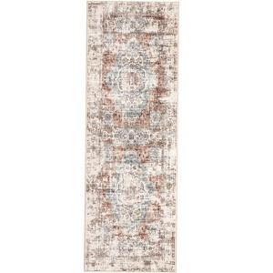Washable Vintage Floral Medallion Area Rugs, Retro Accent Non Slip Throw Carpet for Bedroom Living Room - 1 of 4