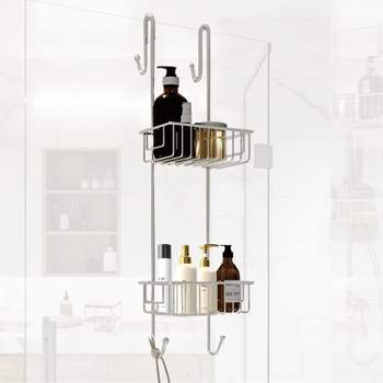 Grey Over Shower Screen Caddy Hanging Bathroom Organiser Shower Rack Storage  New 5060386428527