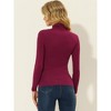 INSPIRE CHIC Women's Mock Neck Long Sleeve Knitted Ruched Top Shirts - 4 of 4