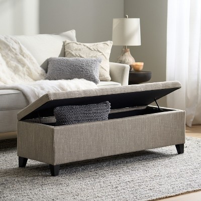 Storage Bench Storage Organizer Alden Armed Ottoman for Living Room with Leather-Christopher Knight Home