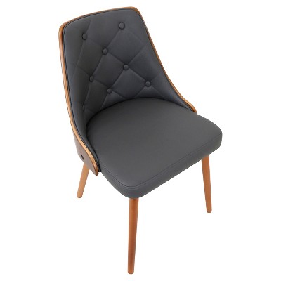 Walnut & Grey Faux Leather Upholstered Side Chair