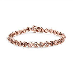 Silver 1/10 Cttw Diamond Open Circle Beaded Wheel Link Tennis Bracelet - 1 of 4
