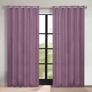 Classic Modern Solid Room Darkening Semi-Blackout Curtains, Grommets, Set of 2 by Blue Nile Mills - 1 of 4