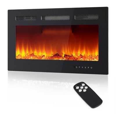 Electric Fireplace 30 Inch, Ultra-Thin Recessed and Wall Mounted Fireplace Heater, Linear Fire Place w/Thermostat, Remote & Touch Screen