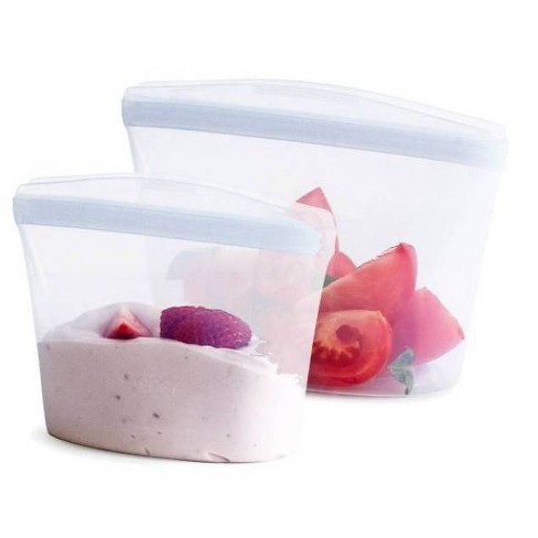 Silicone food container with lid (set of 2) - Pink