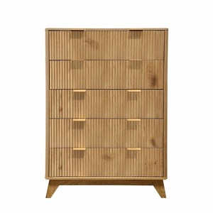 Fluted 5 Drawers Dresser, 47" Tall Modern Chest of Drawers, Curved Profile Design, Wood Drawer Organizer - 1 of 4