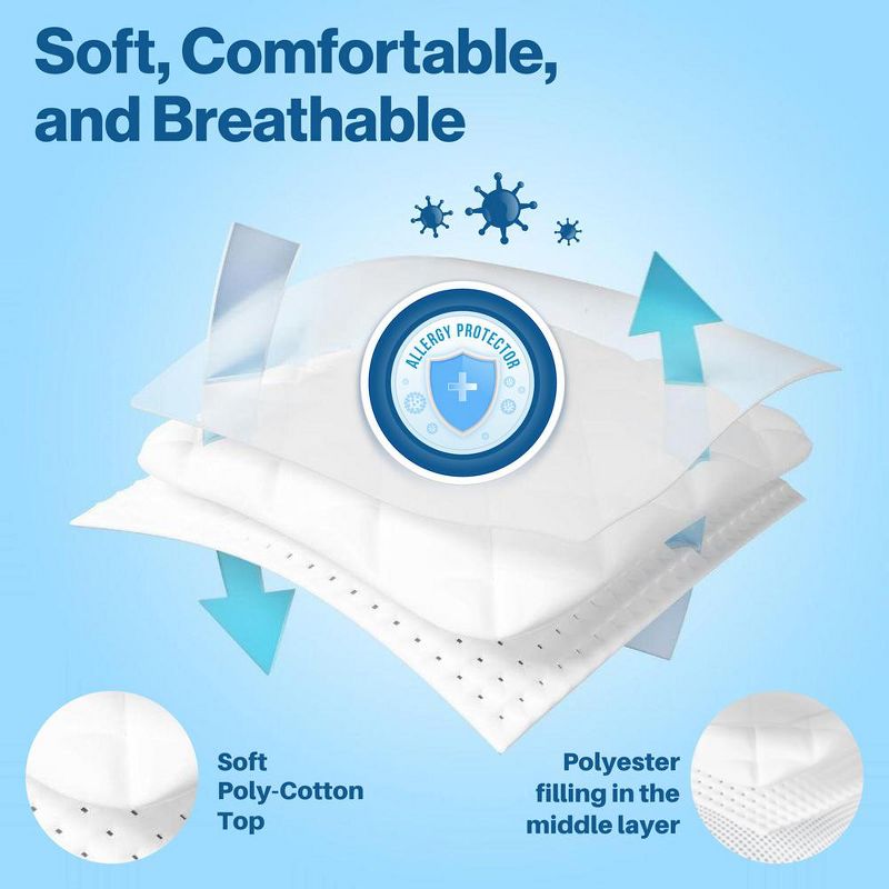 Mattress Pad - Soft and Hypoallergenic  - Thick and Odorless Polyester Filling - 152 Thread Count, 4 of 10