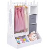Girls Dress Up Storage Armoire - Kids Costume Organizer with Lighted Mirror,Clothing Rack,Open Shelves,Storage Bins & 3 Hooks,White Princess Wardrobe - 2 of 4