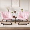 Rabbit Fur Saucer Chair - Foldable Plush Lounge w/ Metal Frame for All Ages | Cozy Lazy Sofa for Bedroom, Dorm & Living Room - 4 of 4