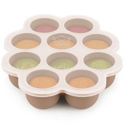 Silicone Food Freezer Trays with Lid, 2oz x 10 Pods Baby Food Storage Containers, Easy Puree Meal Prep,