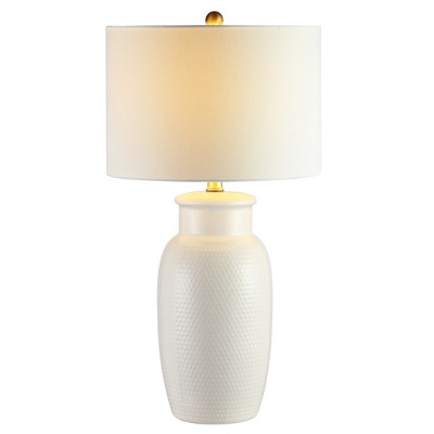 Ivory Ceramic Table Lamp with White Drum Shade