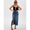 INSPIRE CHIC Women's Denim High Waist Split Front Raw Hem Washed with Pockets Maxi Skirt - 3 of 4