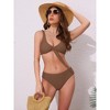 INSPIRE CHIC Women's Lace Up Decoration Push Up Bikini Sets, Wide Strap Top Triangle Bottom Swimwear Bathing Suits 1 Set - 4 of 4