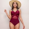 Anna-Kaci Swim Women's One Piece Swimsuit with Mesh Midsection Crisscross Front and Braided Detail Straps - 3 of 4