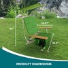 Bliss Hammocks Folding Beach Chair, Adjustable Recliner, Outdoor Backpack Seat with Canopy and Storage Pouch, 275 lb Capacity, Green Banana Leaves - 3 of 4